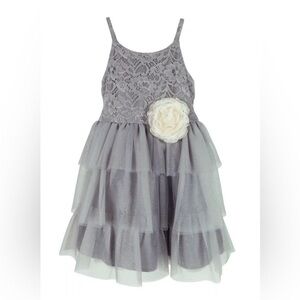 Toddler Girls Fancy Sleeveless Lace Glitter Mesh Dress Size 4T, Like new